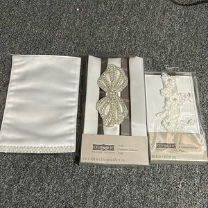 Wedding items, 2 sashes and 1 wrap for bouquet